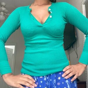 Green/blue Henley top